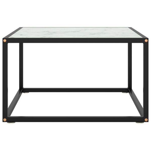 vidaXL Coffee Table Black with White Marble Glass 60x60x35 cm