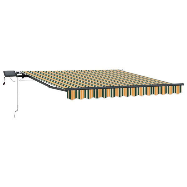 vidaXL Retractable Awning Manual Green and yellow 300 x 250 cm Fabric