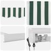 vidaXL Retractable Awning Green and white 350 x 250 cm Fabric, Metal