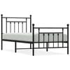 vidaXL Metal Bed Frame without Mattress with Footboard Black 90x200cm