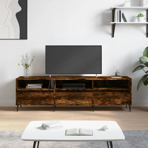 vidaXL TV Cabinet Smoked Oak 150x30x44.5 cm Engineered Wood
