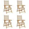 vidaXL Reclining Folding Chairs 4 pcs Beige Poly Rattan and Solid Wood