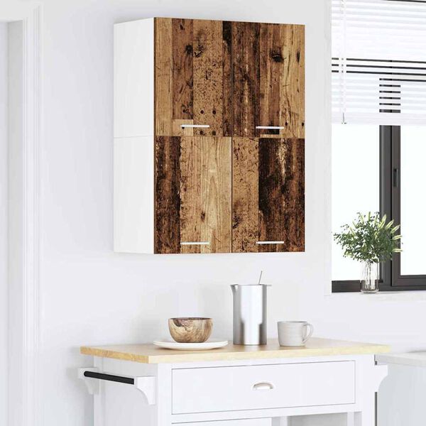 vidaXL Hanging Cabinet with Storage Old Wood and White 60 x 31 x 40 cm