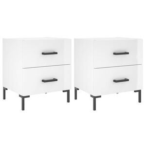 vidaXL Bedside Cabinets 2 pcs High Gloss White 40x35x47.5 cm Engineered Wood