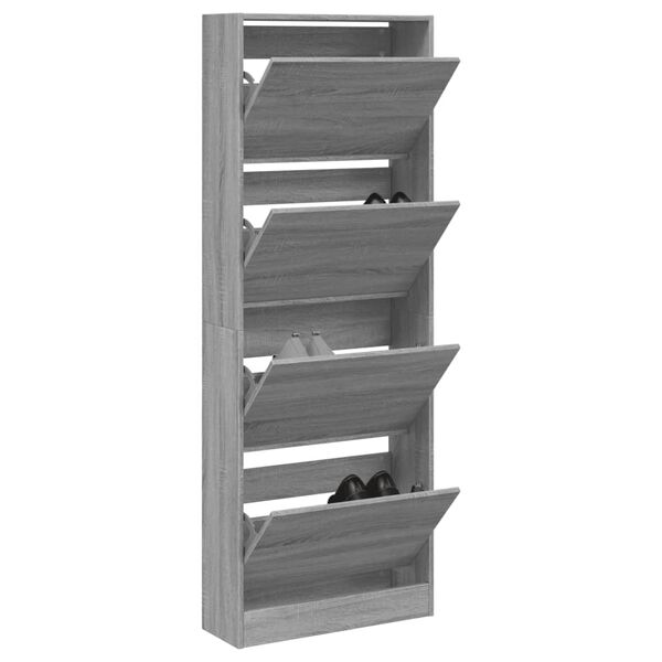 vidaXL Shoe Cabinet Grey Sonoma 60x21x163.5 cm Engineered Wood