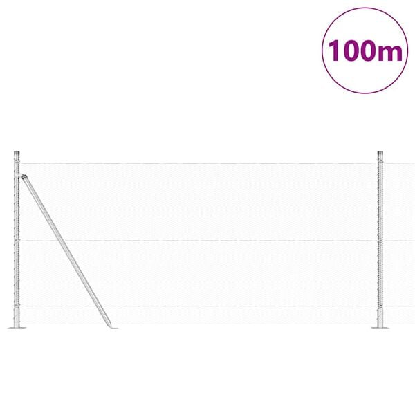 vidaXL Fence Post Silver 100 x 0.8 m (13 mm mesh) Steel