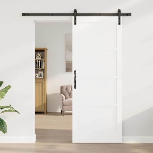 vidaXL Sliding Door White and Black 83 x 211 cm Solid Pine Wood