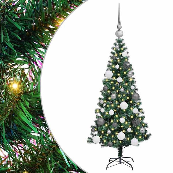vidaXL Artificial Pre-lit Christmas Tree Green 120 cm PVC and Metal