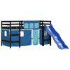 vidaXL Kids' Loft Bed with Curtains without Mattress Blue 90x190 cm Single