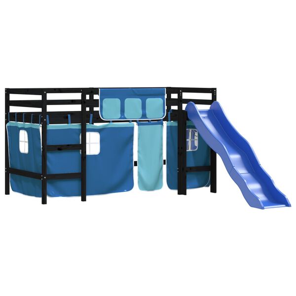 vidaXL Kids' Loft Bed with Curtains without Mattress Blue 90x190 cm Single