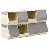 vidaXL Stackable Storage Boxes with Lid Set of 8 pcs Fabric Grey&Cream