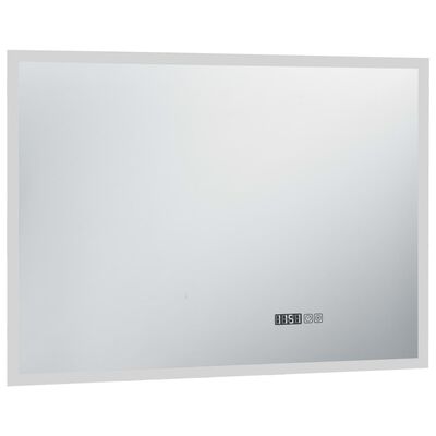 vidaXL Bathroom LED Mirror with Touch Sensor and Time Display 100x60 cm