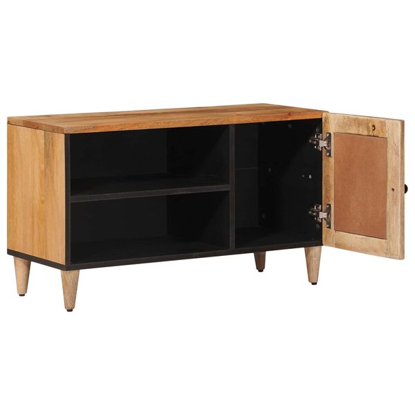 vidaXL TV Cabinet with Door Natural 80 x 31.5 x 46 cm Solid Mango Wood