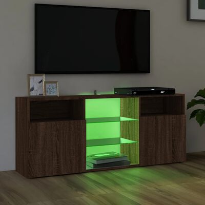 vidaXL TV Cabinet with LED Lights Brown Oak 120x30x50 cm