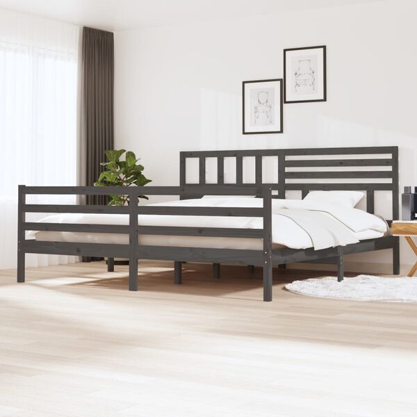 vidaXL Bed Frame without Mattress Grey Solid Wood 200x200 cm