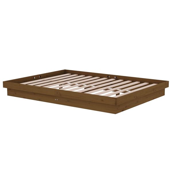vidaXL Bed Frame without Mattress Honey Brown Solid Wood Double