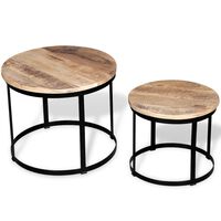 vidaXL Two Piece Coffee Table Set Rough Mango Wood Round 40 cm/50 cm