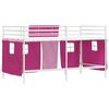 vidaXL Kids'Loft Bed Frame with Curtains White and Pink 99.5 x 200 cm
