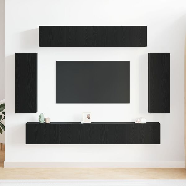 vidaXL TV Cabinet Set 6 pcs Black Oak 100 x 30 x 30 cm Engineered Wood