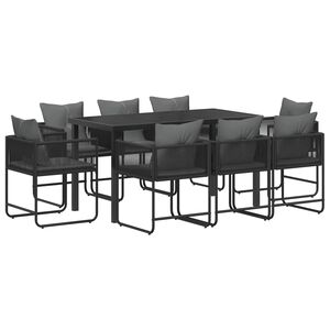 vidaXL Garden Dining Set 9 pcs Black and Anthracite 160 x 80 x 73 cm