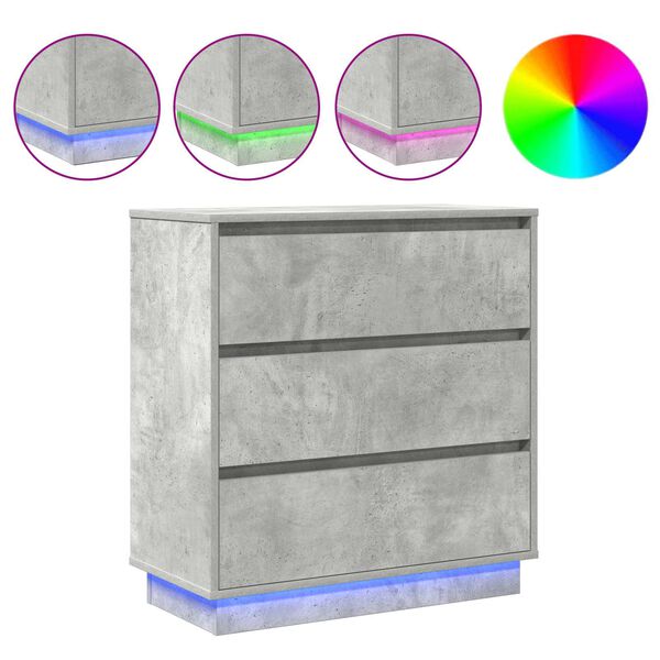 vidaXL Bedside Cabinet Concrete Grey 71 x 34.5 x 75 cm Engineered wood