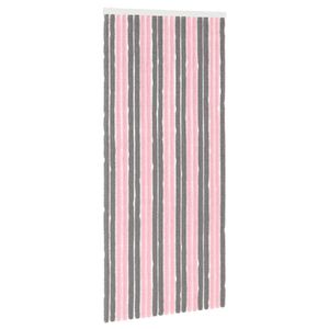 vidaXL Insect Curtain Chenille Silver Grey and Pink 90 x 200 cm