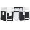 vidaXL Kids'Loft Bed Frame with Curtains White and Black