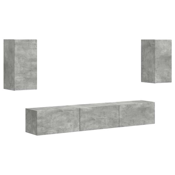 vidaXL TV Cabinet Set Wall-mounted 5 pcs Concrete Grey Engineered Wood