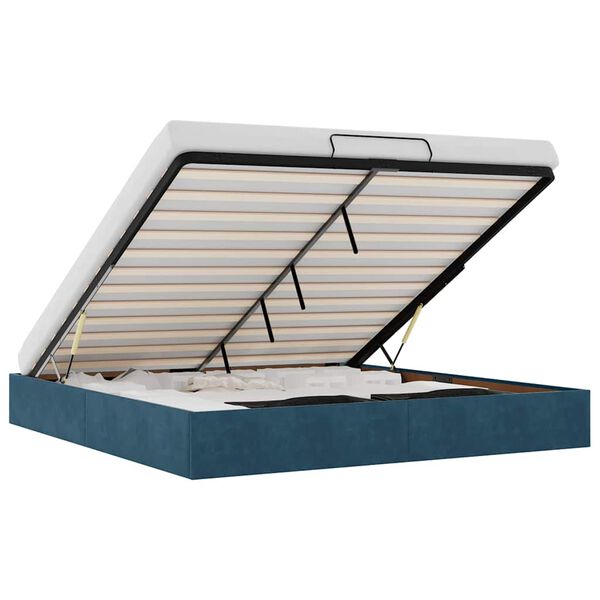 vidaXL Ottoman Bed Frame No Mattress Dark Blue 200x200 cm Velvet