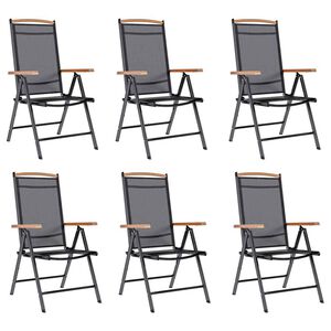 vidaXL Folding Chairs 6 pcs Textilene Black