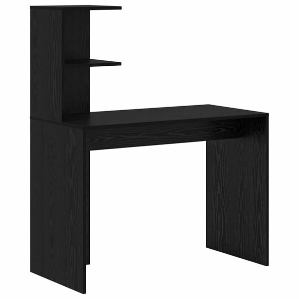 vidaXL Desk with Shelf Black Oak 102 x 50 x 124 cm Engineered Wood
