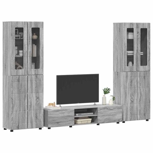 vidaXL TV Cabinet Set with Drawer FLORIN Grey Sonoma Engineered Wood