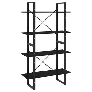 vidaXL 4-Tier Book Cabinet Black 80x30x140 cm Engineered Wood