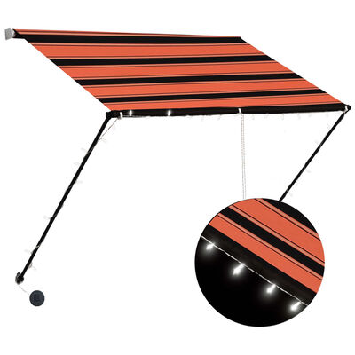 vidaXL Retractable Awning with LED 200x150 cm Orange and Brown