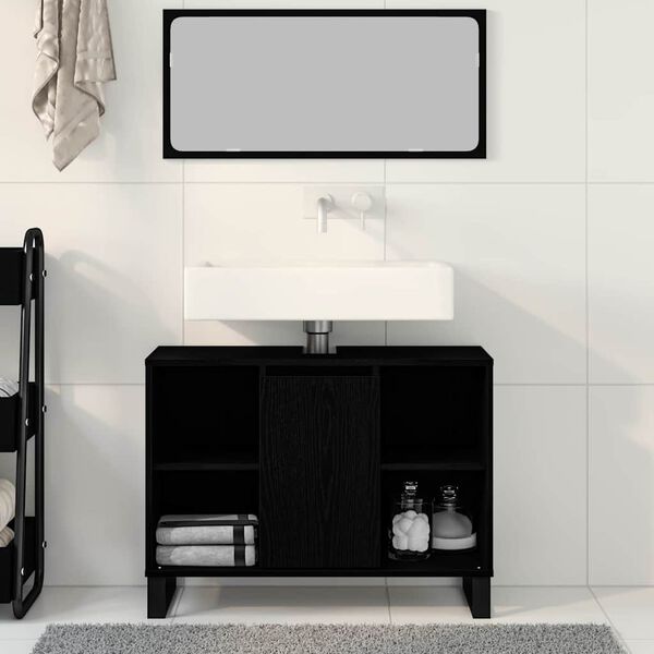 vidaXL Bathroom Cabinet Black 80 x 33 x 60 cm Engineered Wood