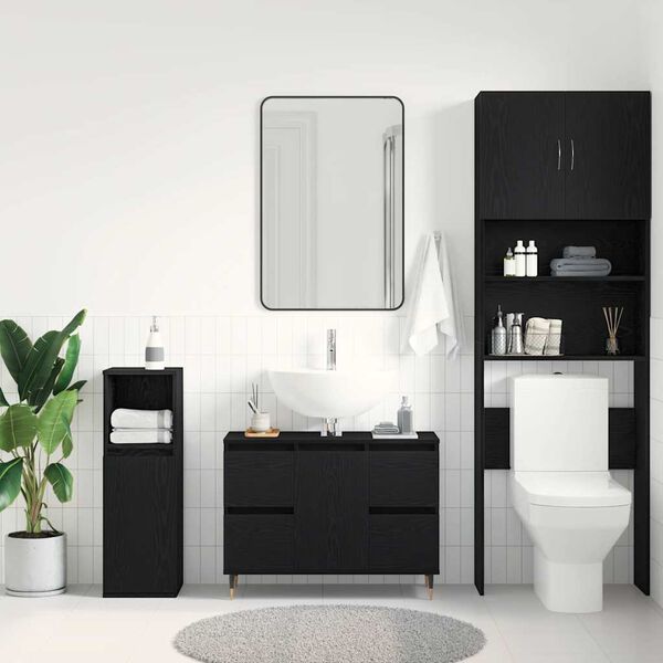 vidaXL Bathroom Sink Cabinet Black Oak 80 x 33 x 60 cm Engineered Wood
