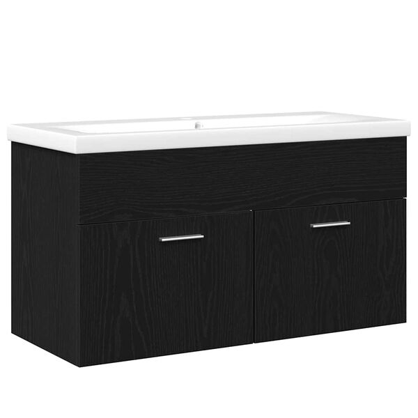 vidaXL Bathroom Cabinet Black Oak 90 x 38.5 x 46 cm Engineered Wood