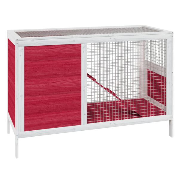 vidaXL Rabbit Hutch Red 103x44x69.5 cm Solid Wood Pine