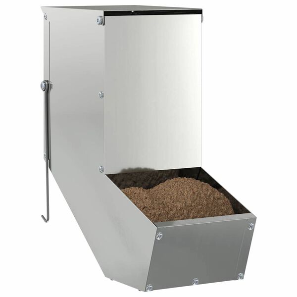 vidaXL Rabbit Feeder Silver 12.5 x 26 x 28.5 cm Galvanised Steel
