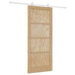 vidaXL Sliding Door Natural and White 86 x 198.5 cm Solid Pine Wood