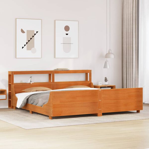 vidaXL Bed Frame without Mattress Wax Brown 180x200 cm Super King Solid Wood Pine