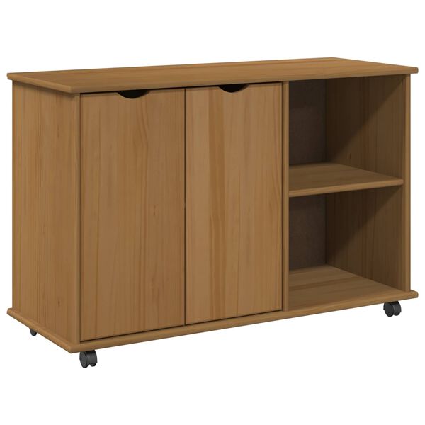 vidaXL Rolling Cabinet Honey Brown 100 x 39 x 65.5 cm Solid Pine Wood