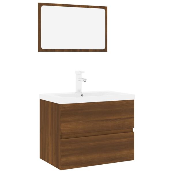 vidaXL Bathroom Furniture Set Brown Oak Engineered Wood