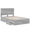 vidaXL Bed Frame with Drawer Grey Sonoma 120 x 190 cm Engineer Wood