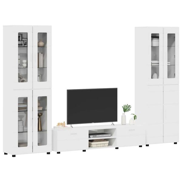 vidaXL TV Cabinet Set FLORIN High Gloss White Engineered Wood