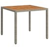 vidaXL Garden Table 90x90x75 cm Poly Rattan and Acacia Wood Grey