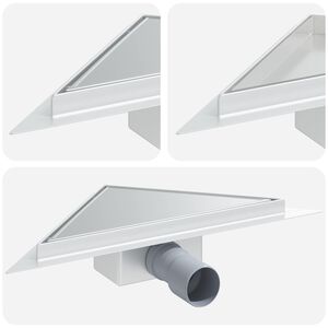 vidaXL 2 in 1 Triangle Shower Drain Silver 32 x 32 x 7.5 cm