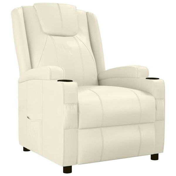 vidaXL Recliner Chair Cream White Faux Leather