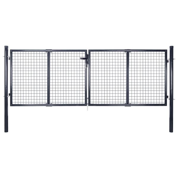 vidaXL Mesh Garden Gate Galvanised Steel 306x125 cm Grey