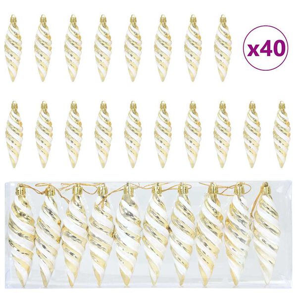 vidaXL Christmas Spiral Shape Ball 40 pcs Gold